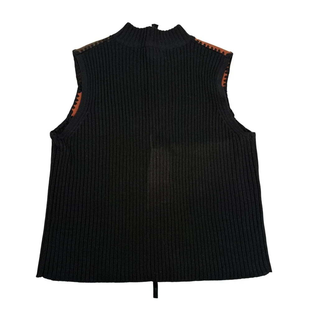 Vintage Suede Leather Knit Vest Western Designers Studio Originals Size Large‎